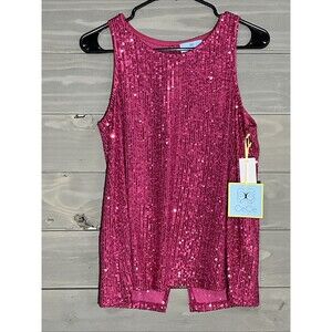 Cece Hot Pink Sequin Tank Top Womens M NWT Bachelorette Party Concert Going Out